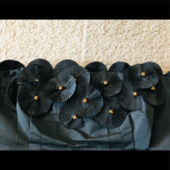 BCBGMaxAzria Pleated Taffeta Tube Top Dress Sz 12 Beaded party - Picture 10 of 16